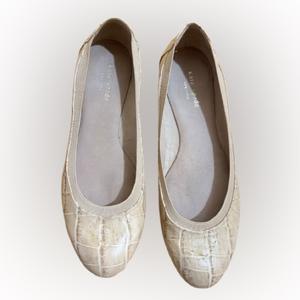 Kate Spade Nude Crocodile Flats